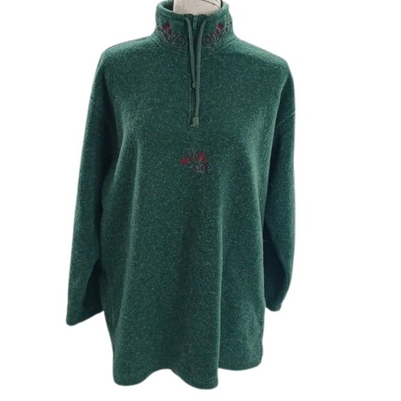 Victorias Secret Womens M Green Fleece Nightgown Pullover Mock Neck Vintage 90s - Picture 1 of 6